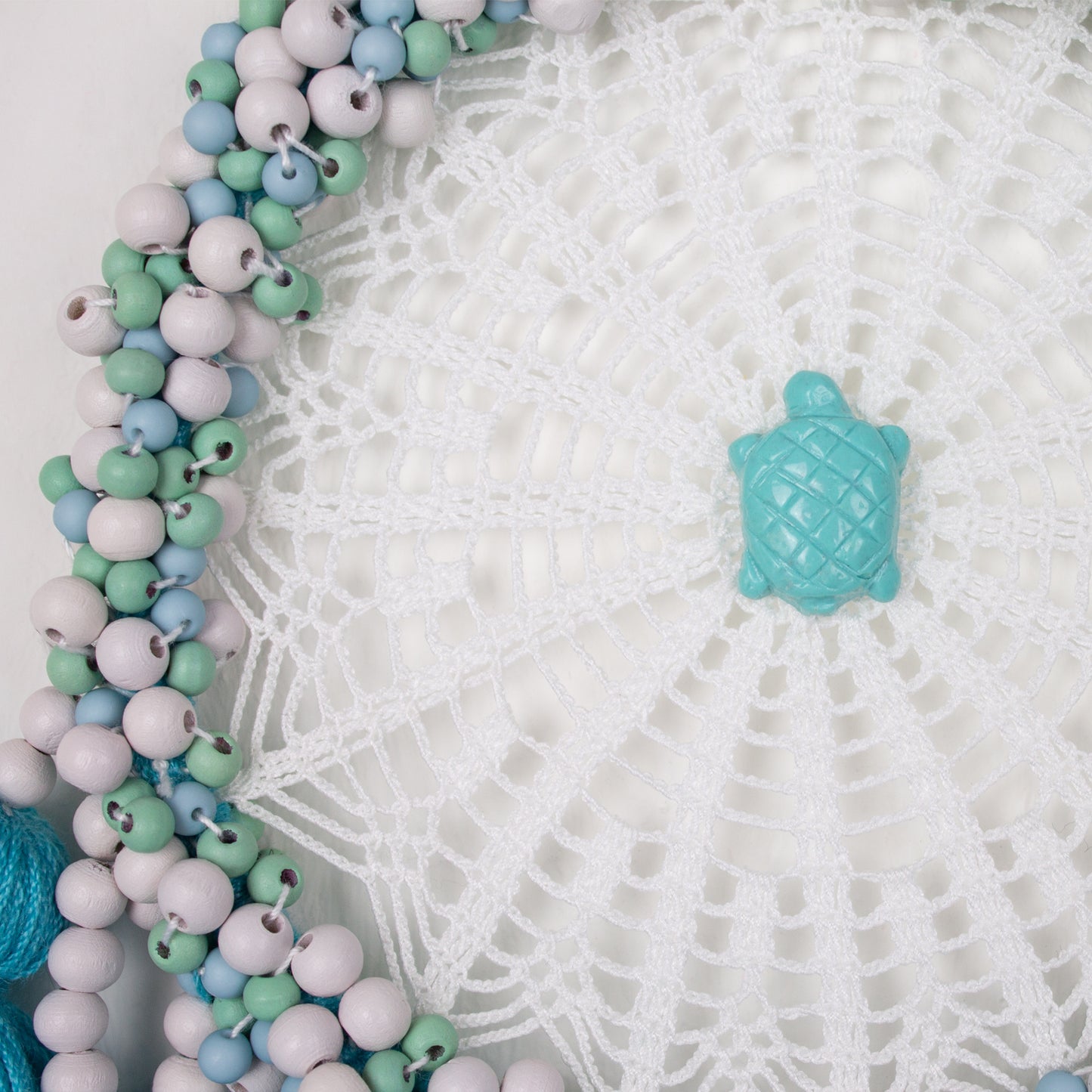 Boho Wall Hanging in Turquoise and Aqua Blue