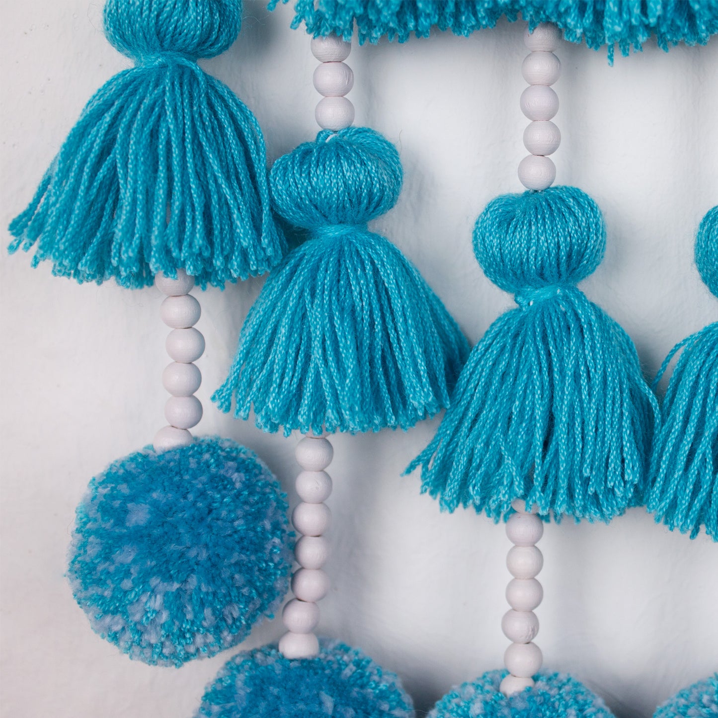 Boho Wall Hanging in Turquoise and Aqua Blue