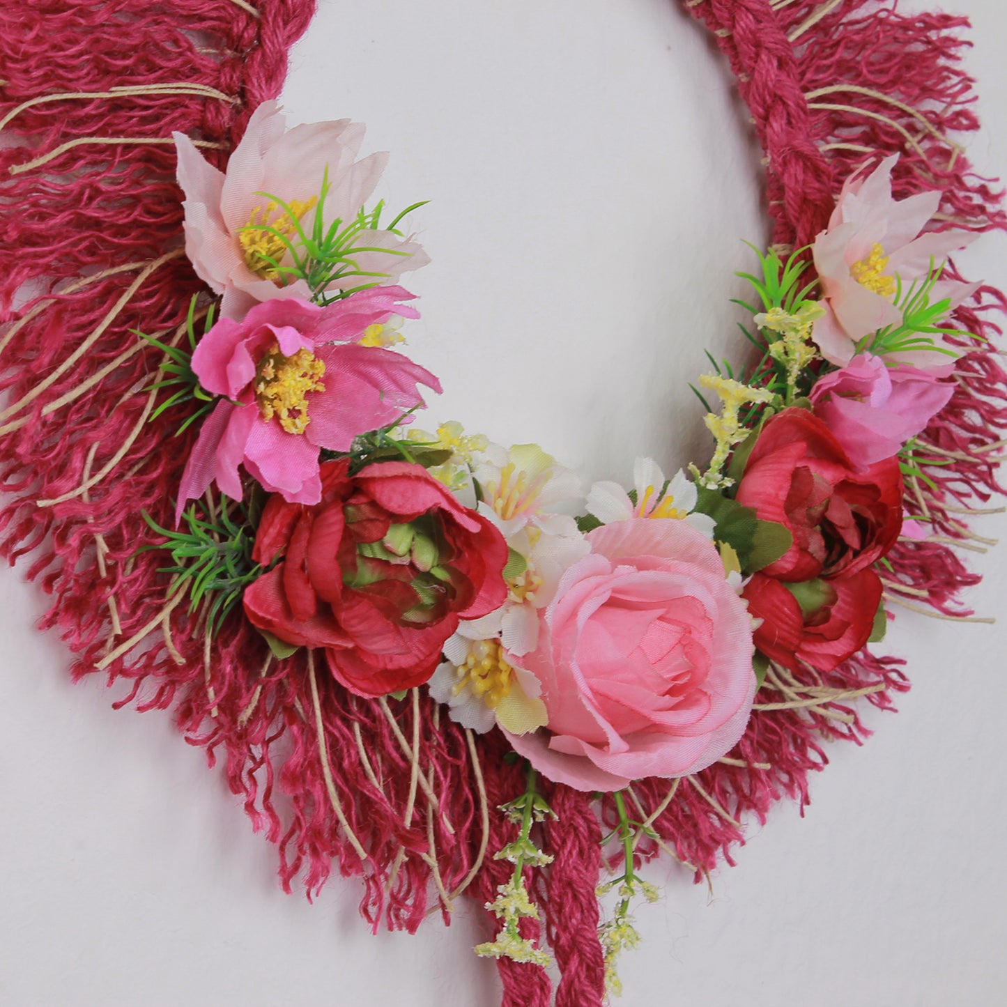 Romantic Wall Decoration in Soft Pink and Red Tones