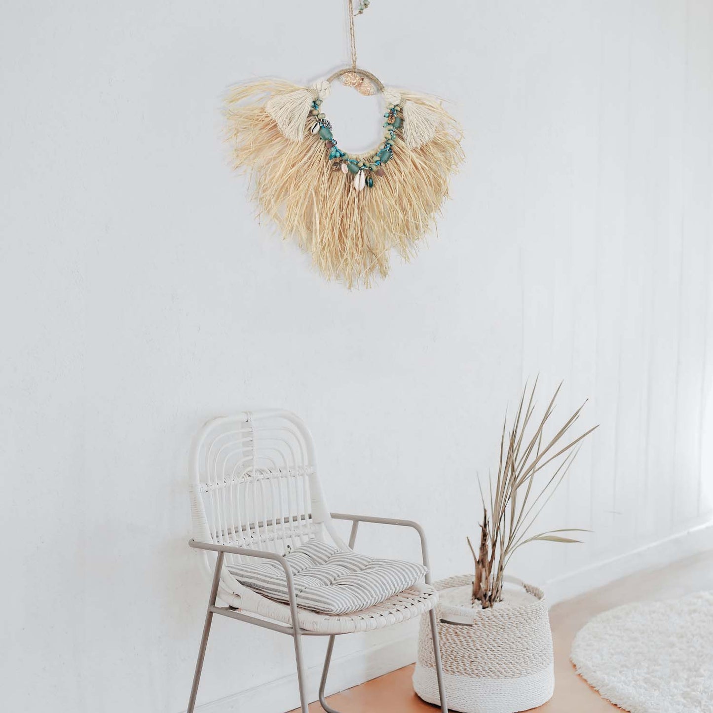 Boho Wall Decor with Shells and Glass Beads