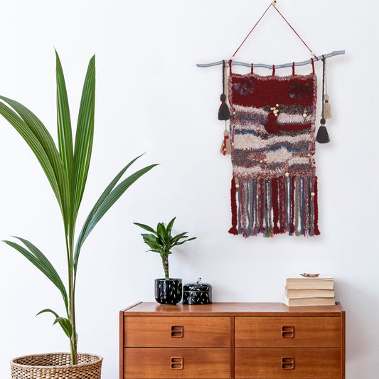 Tapiz de pared retro: colores cálidos y detalles