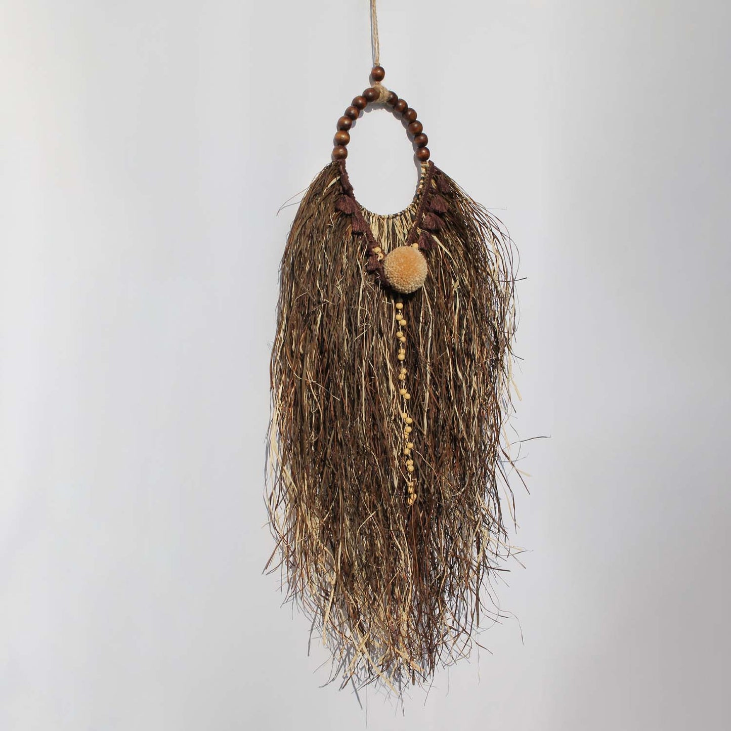 Boho Summer Vibes Wall Decor – Handmade with Raffia, Wool, and Wooden Beads