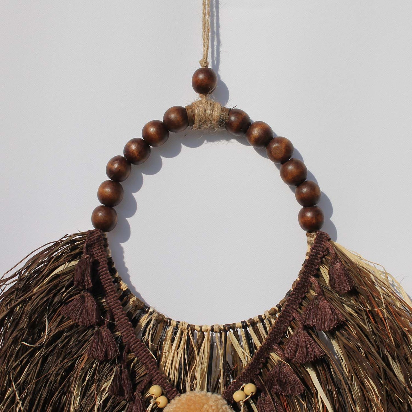 Boho Summer Vibes Wall Decor – Handmade with Raffia, Wool, and Wooden Beads