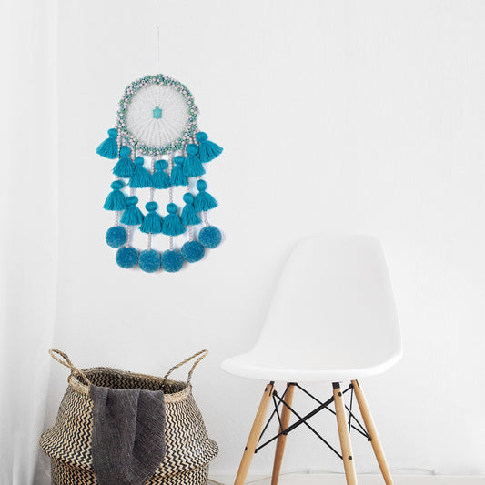 Boho Wall Hanging in Turquoise and Aqua Blue