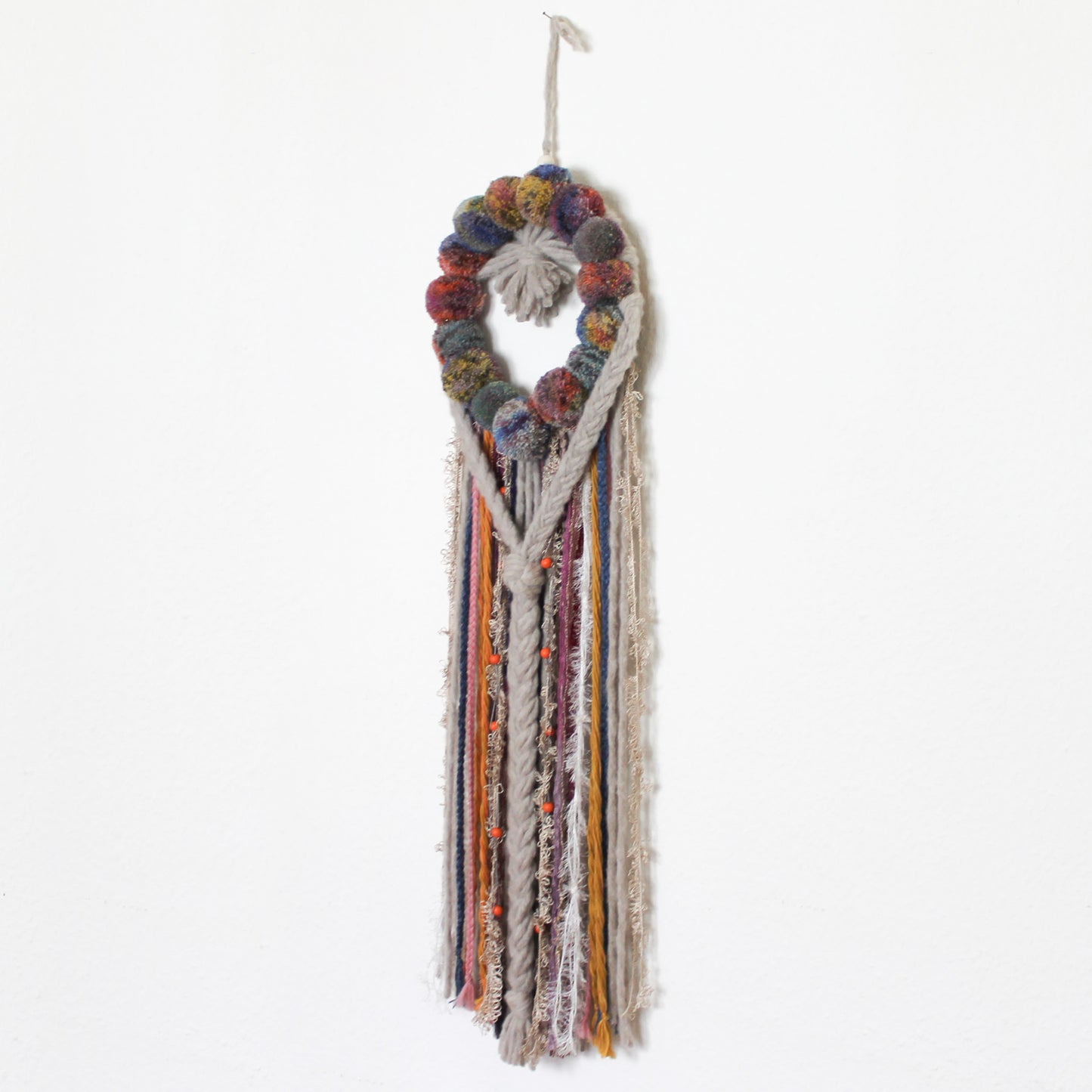 Retro Boho Wall Hanging with Rainbow Pom Poms