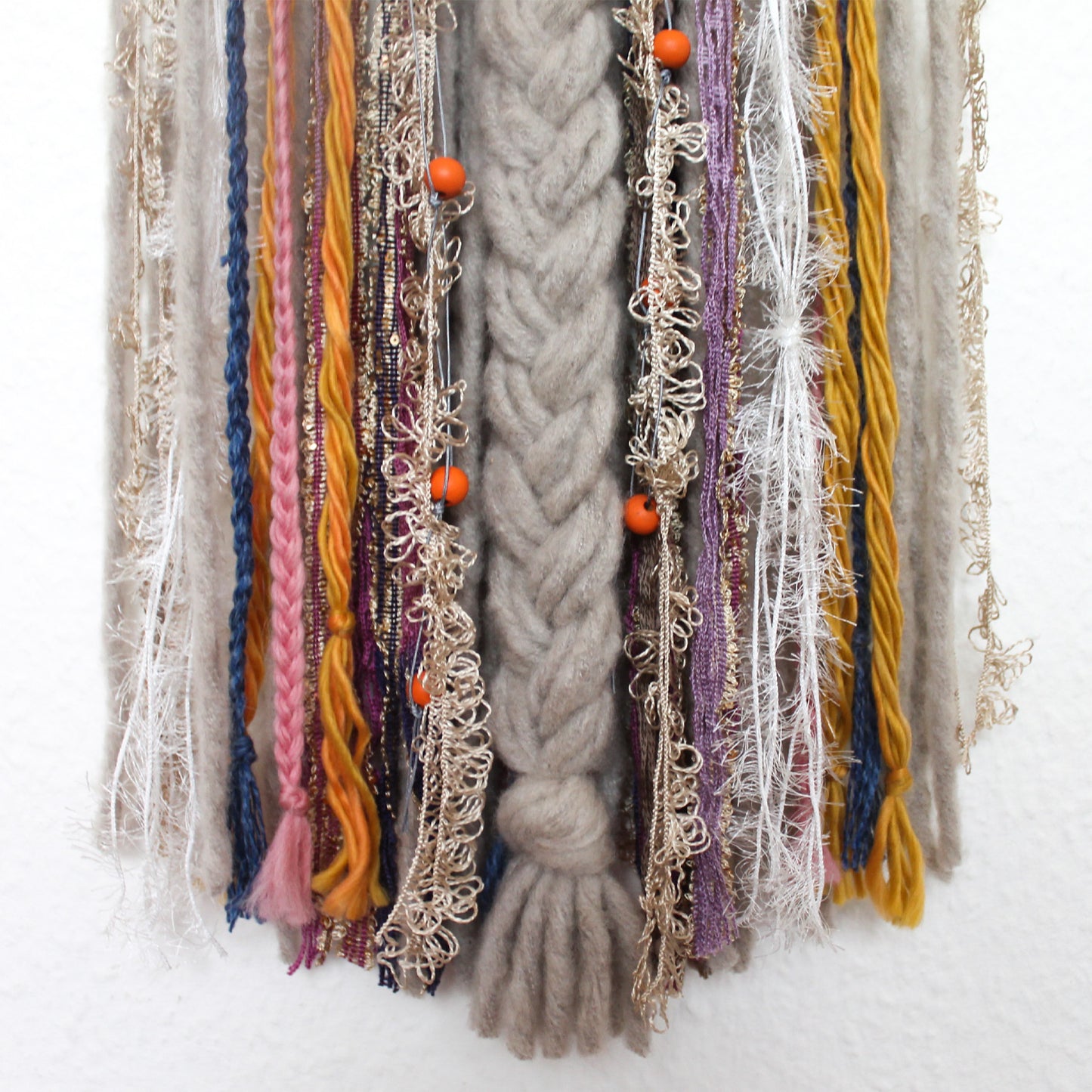 Retro Boho Wall Hanging with Rainbow Pom Poms