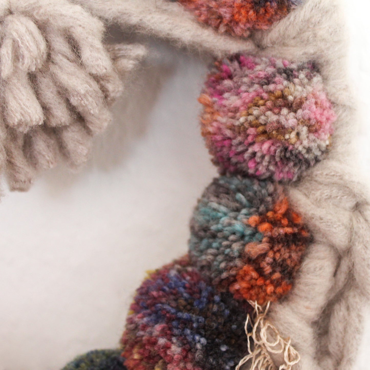 Retro Boho Wall Hanging with Rainbow Pom Poms