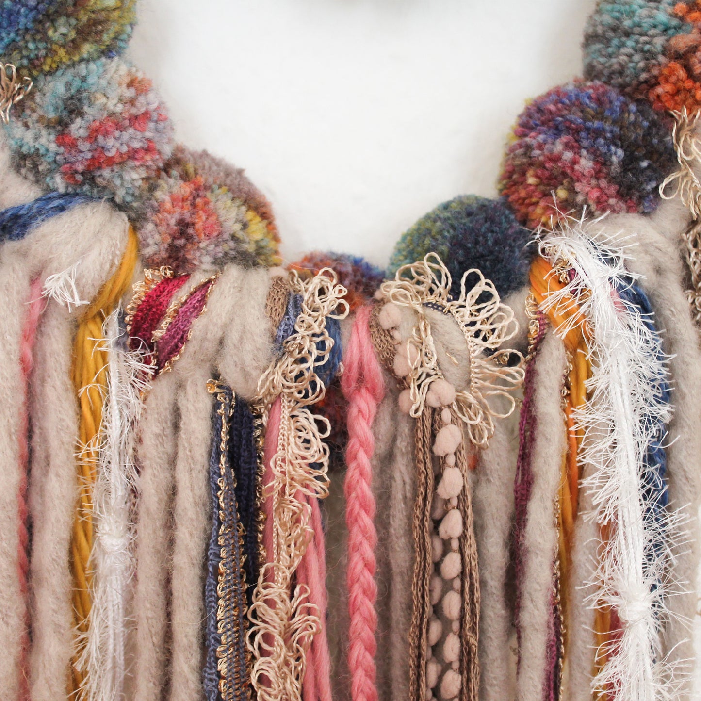 Retro Boho Wall Hanging with Rainbow Pom Poms