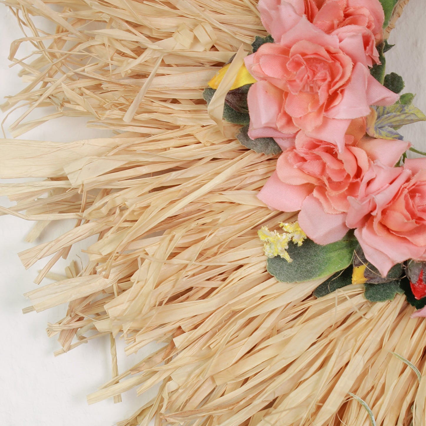 Boho Wall Decor with Artificial Flowers and Wooden Beads