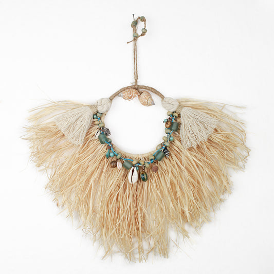 Boho Wall Decor with Shells and Glass Beads