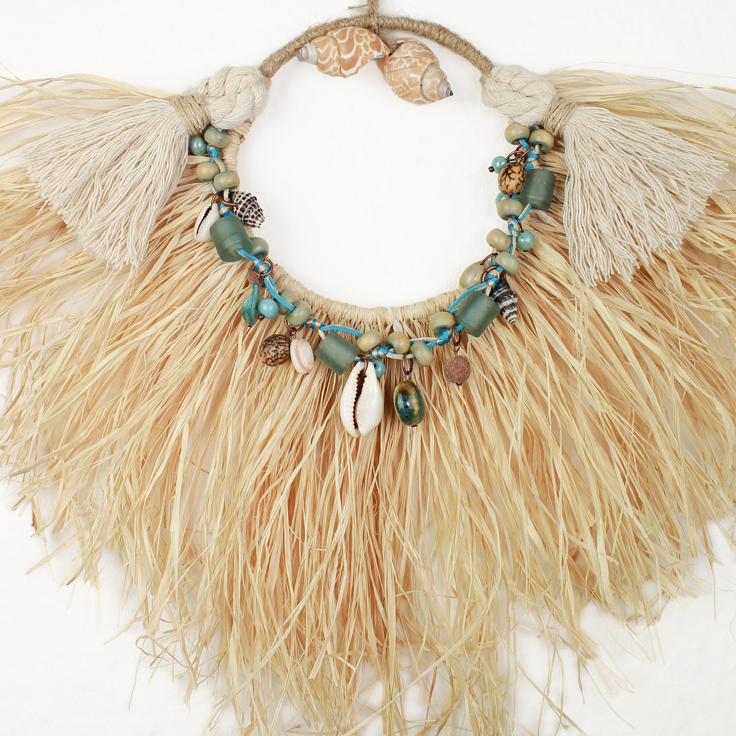 Boho Wall Decor with Shells and Glass Beads