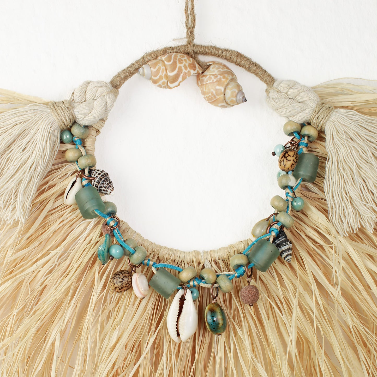 Boho Wall Decor with Shells and Glass Beads