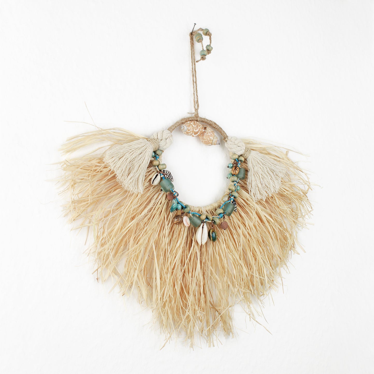 Boho Wall Decor with Shells and Glass Beads
