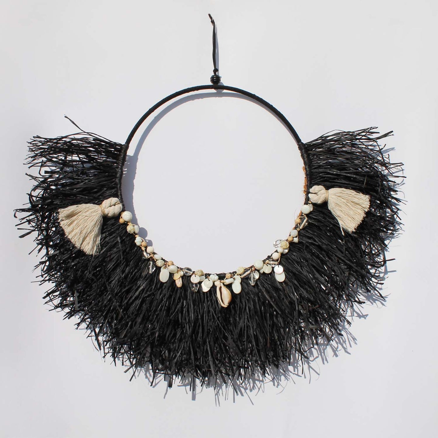 Coastal Boho Wall Hanging with Seashell Accents