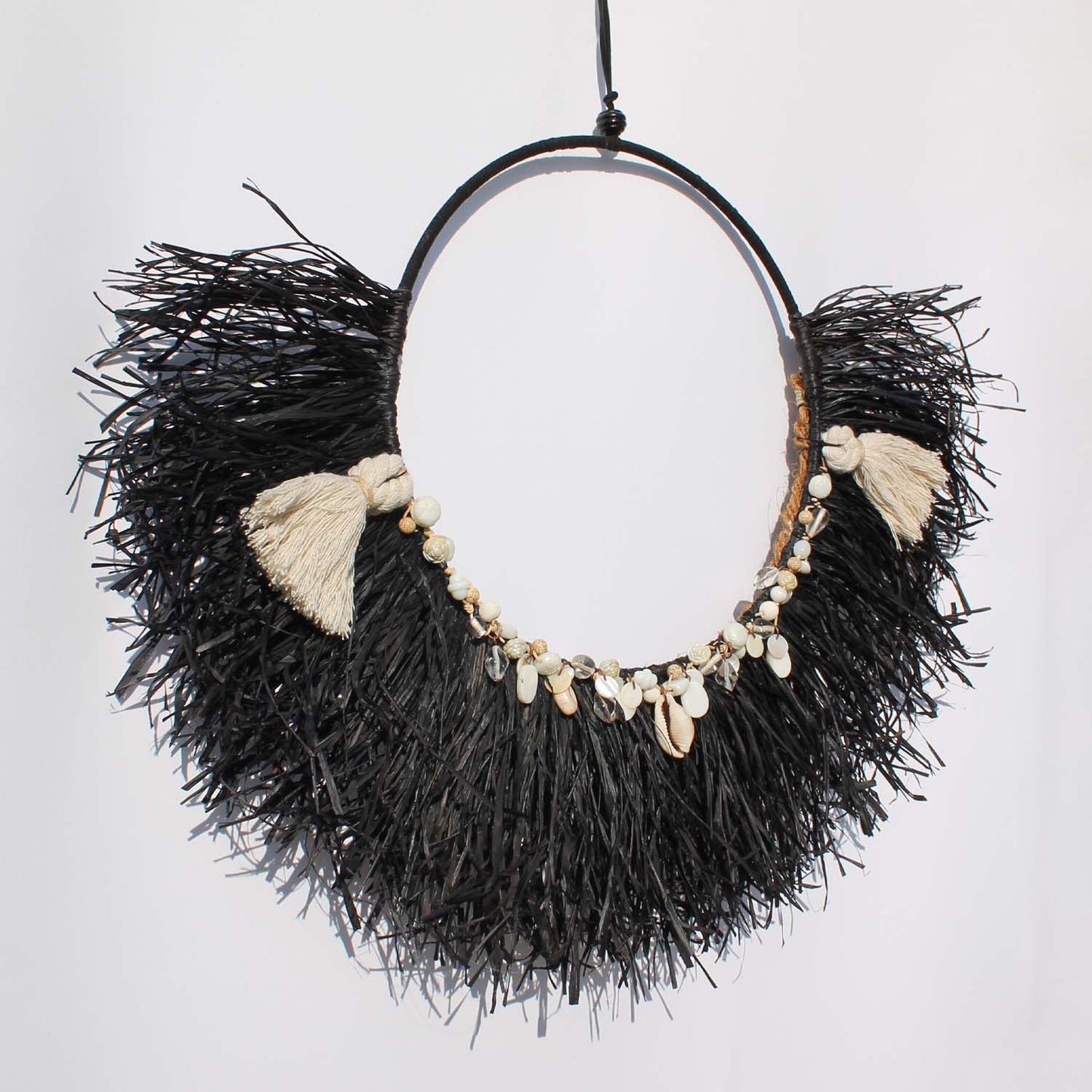 Coastal Boho Wall Hanging with Seashell Accents