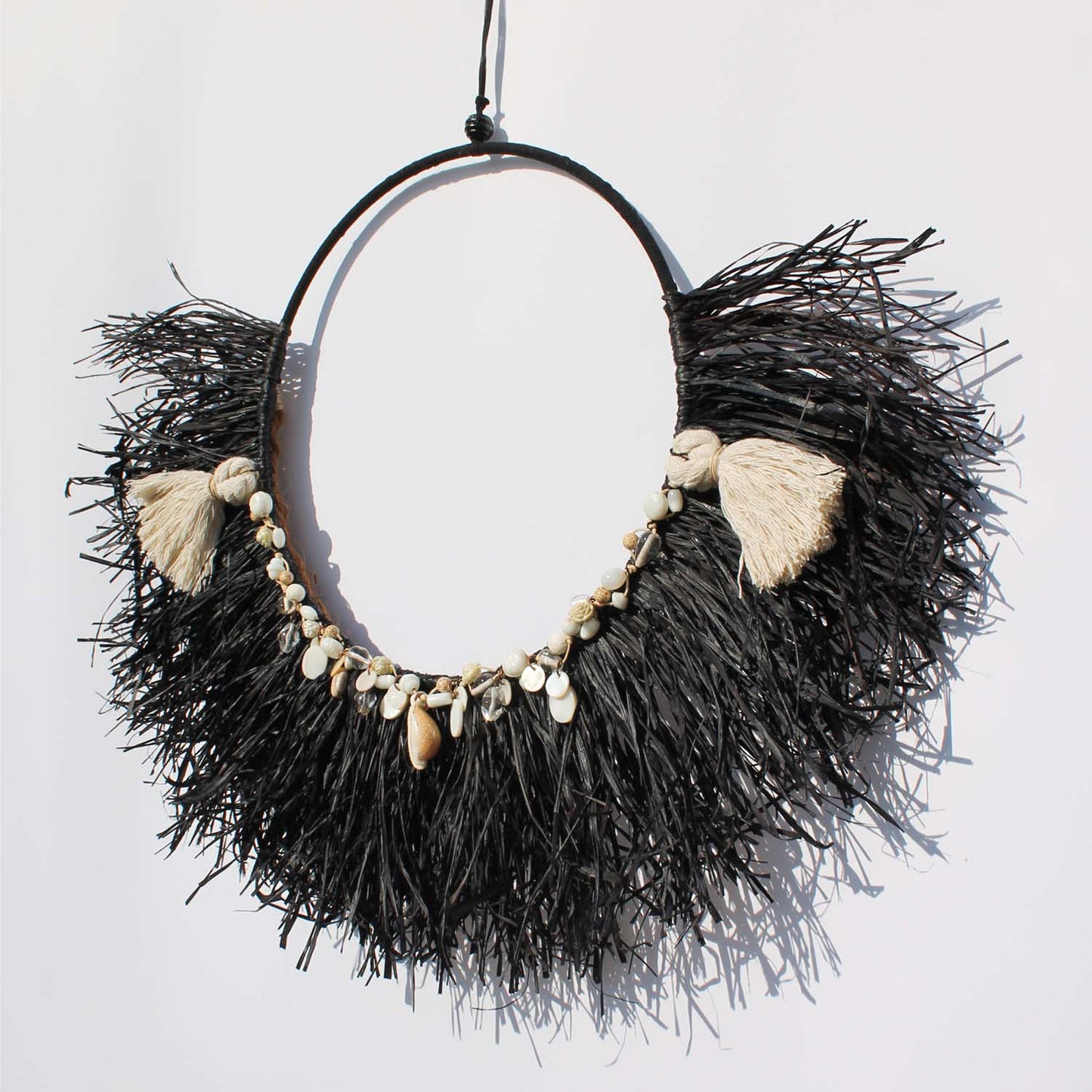 Coastal Boho Wall Hanging with Seashell Accents