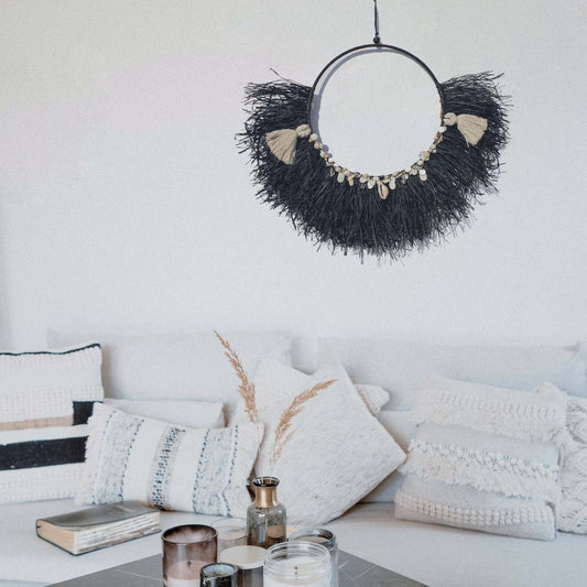 Coastal Boho Wall Hanging with Seashell Accents