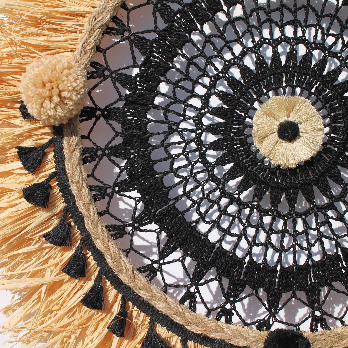 Two-Piece Boho Wall Hanging in Black and Natural Tones