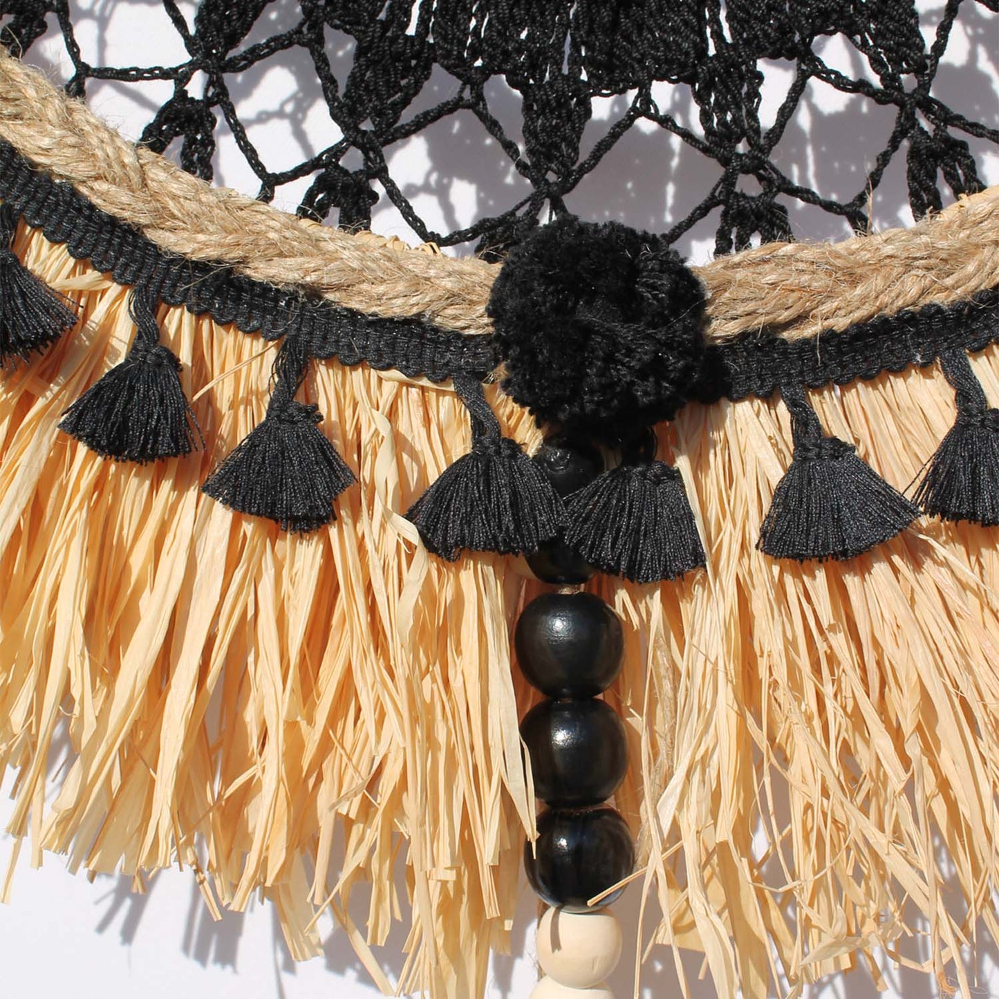 Two-Piece Boho Wall Hanging in Black and Natural Tones